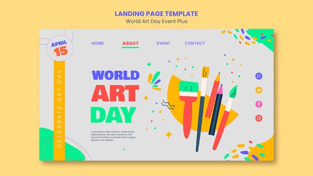 Free PSD flat design world art day template