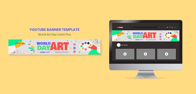 Free PSD flat design world art day template