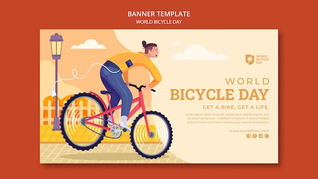 Шаблон целевой страницы всемирного дня велосипеда в плоском дизайне