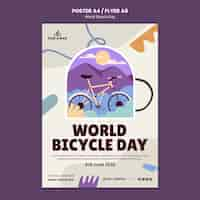 Free PSD flat design world bicycle day poster template