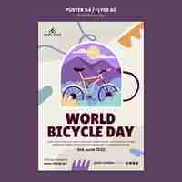 PSD gratuito modello di poster per la giornata mondiale della bicicletta dal design piatto