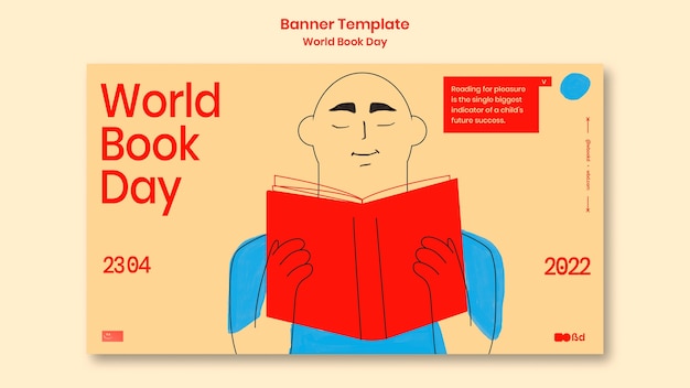フラットデザイン世界図書日バナーテンプレート