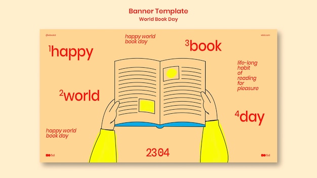 flat design world book day banner template