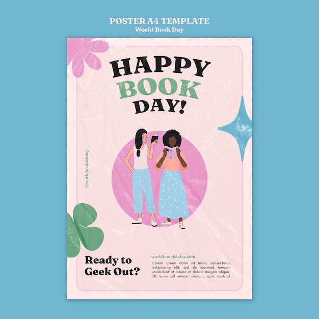 Flat design world book day template