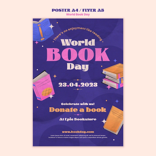 Free PSD flat design world book day template