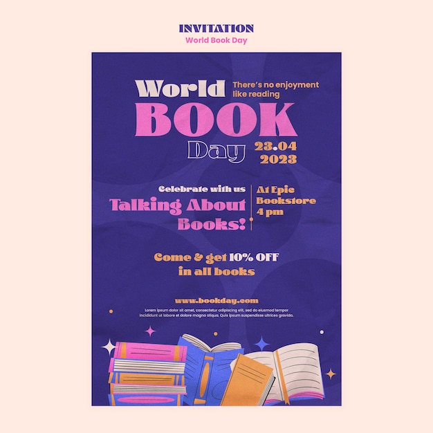 Flat design world book day template