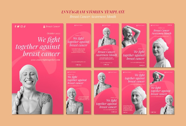 Free PSD flat design world cancer day instagram stories template