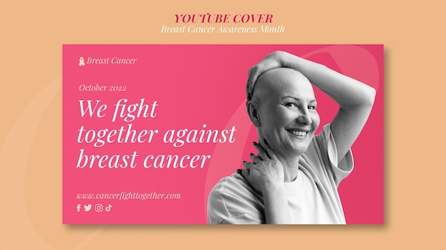 Free PSD flat design world cancer day youtube thumbnail template