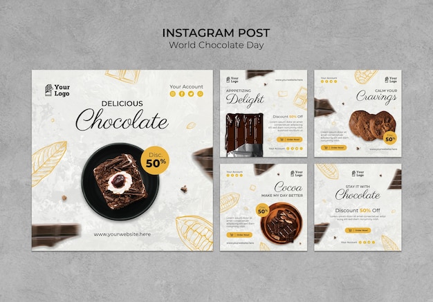 Flat design world chocolate day template