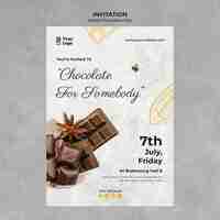 Free PSD flat design world chocolate day template