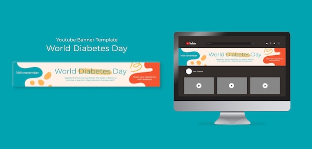 Free PSD flat design world diabetes day template