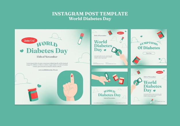 Flat design world diabetes day template