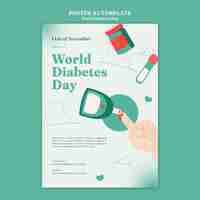 Free PSD flat design world diabetes day template