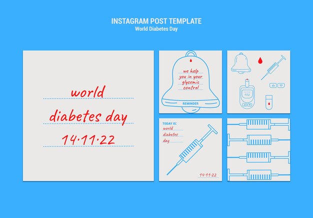 Flat design world diabetes day template