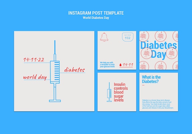 Free PSD flat design world diabetes day template