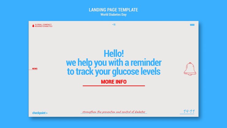 Free PSD flat design world diabetes day template