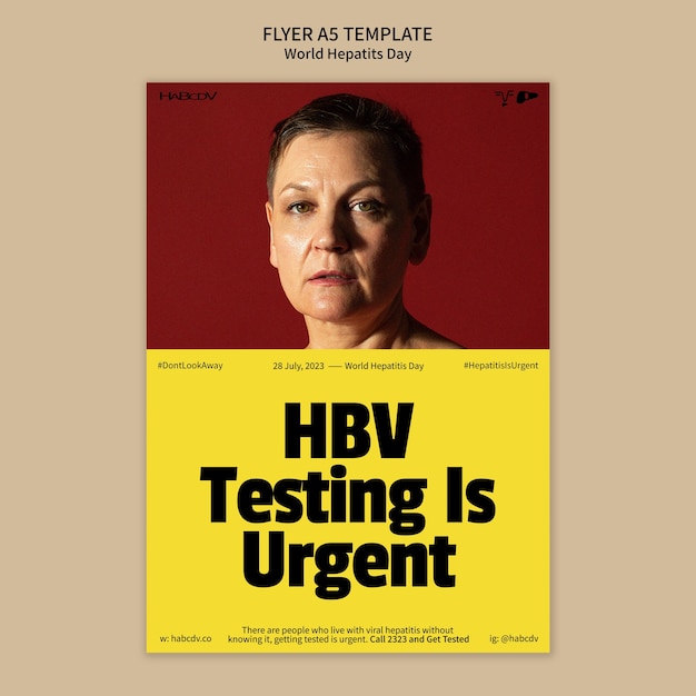 Flat design world hepatitis day flyer template