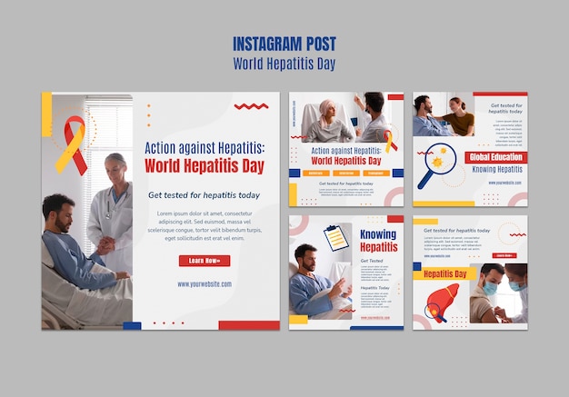 Free PSD flat design world hepatitis day instagram posts