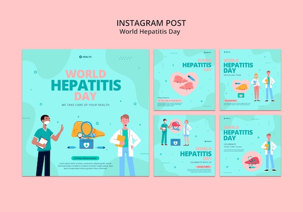 Free PSD flat design world hepatitis day instagram posts