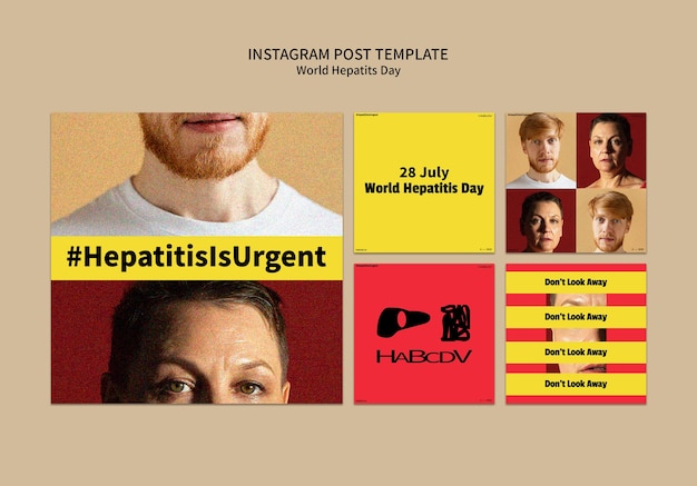 Free PSD flat design world hepatitis day instagram posts