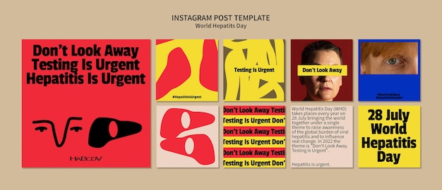 無料PSD フラットデザインの世界肝炎デーのinstagramの投稿