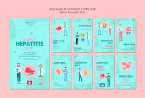Free PSD flat design world hepatitis day instagram stories