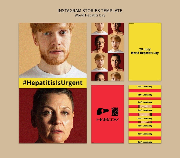 Storie di instagram per la giornata mondiale dell'epatite dal design piatto