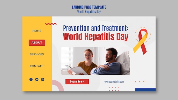 Free PSD flat design world hepatitis day landing page