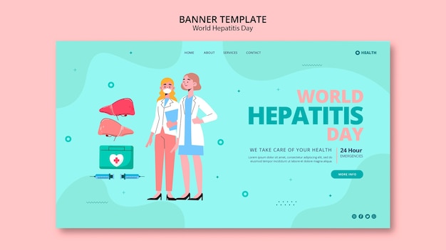 Flat design world hepatitis day landing page