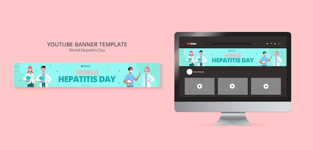 Free PSD flat design world hepatitis day youtube banner