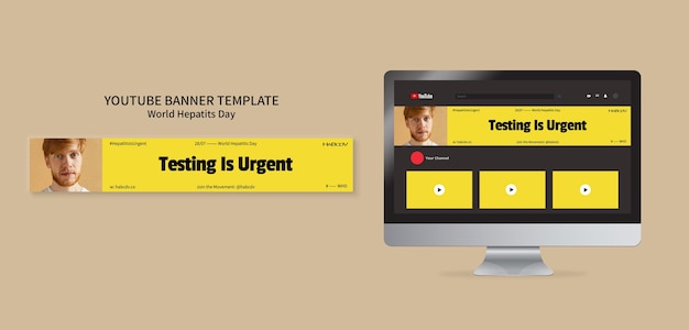 PSD gratuito banner youtube per la giornata mondiale dell'epatite dal design piatto