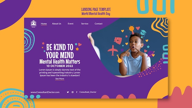 Flat design world mental health day template