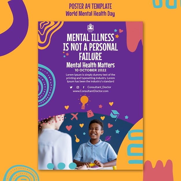 Flat design world mental health day template