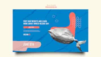 Free PSD flat design world ocean day banner template