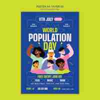 Free PSD flat design world population day poster