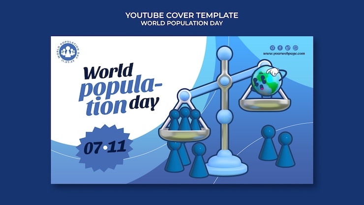 मुफ़्त PSD flat design world population day template