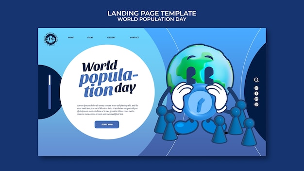 Free PSD flat design world population day template