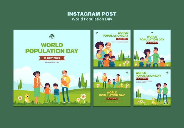 Flat design world population day template