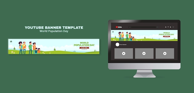 Free PSD flat design world population day template