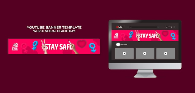 Free PSD flat design world sexual health day template