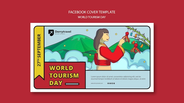 Free PSD flat design world tourism day template