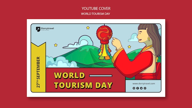 Flat design world tourism day template