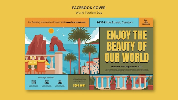 Free PSD flat design world tourism day template