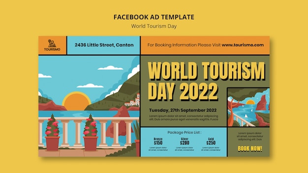 Free PSD flat design world tourism day template