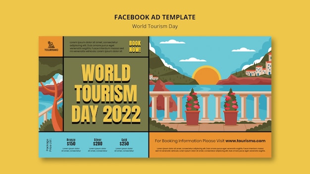 Free PSD flat design world tourism day template