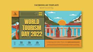 Free PSD flat design world tourism day template