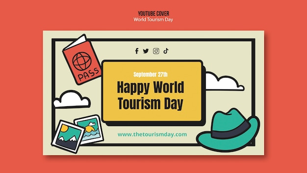 Free PSD flat design world tourism day template