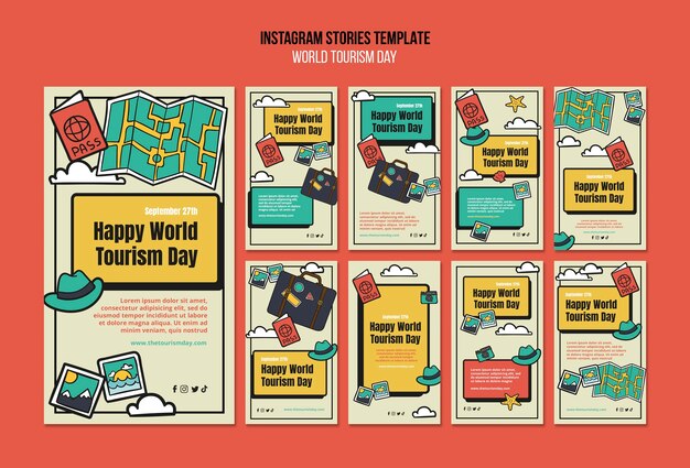 Flat design world tourism day template