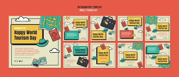 Free PSD flat design world tourism day template