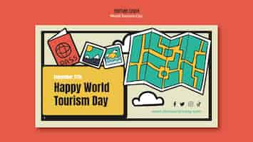 Free PSD flat design world tourism day template